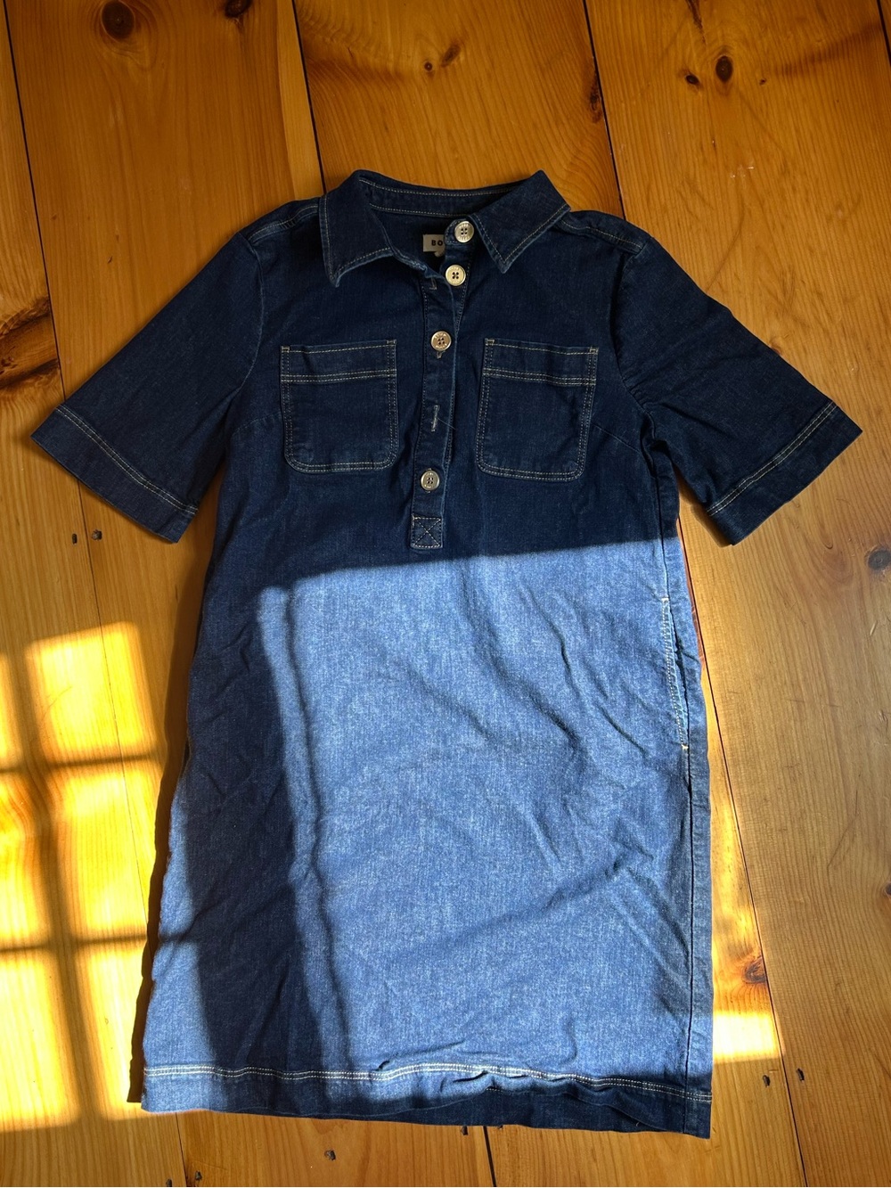 Boden Navy Denim Pocket Shift Dress - Picture 3 of 3